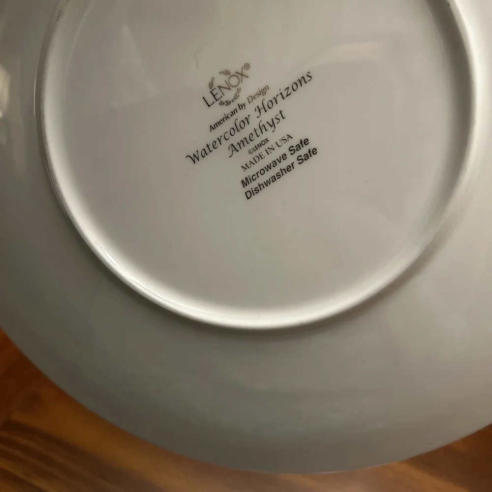 Lot 2 Lenox‎ Purple Blue Watercolor Horizons Print 9.5 Inches Plate Amethyst